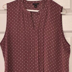 Ann Taylor Sleeveless Blouse – Size L, Coffee with Dots